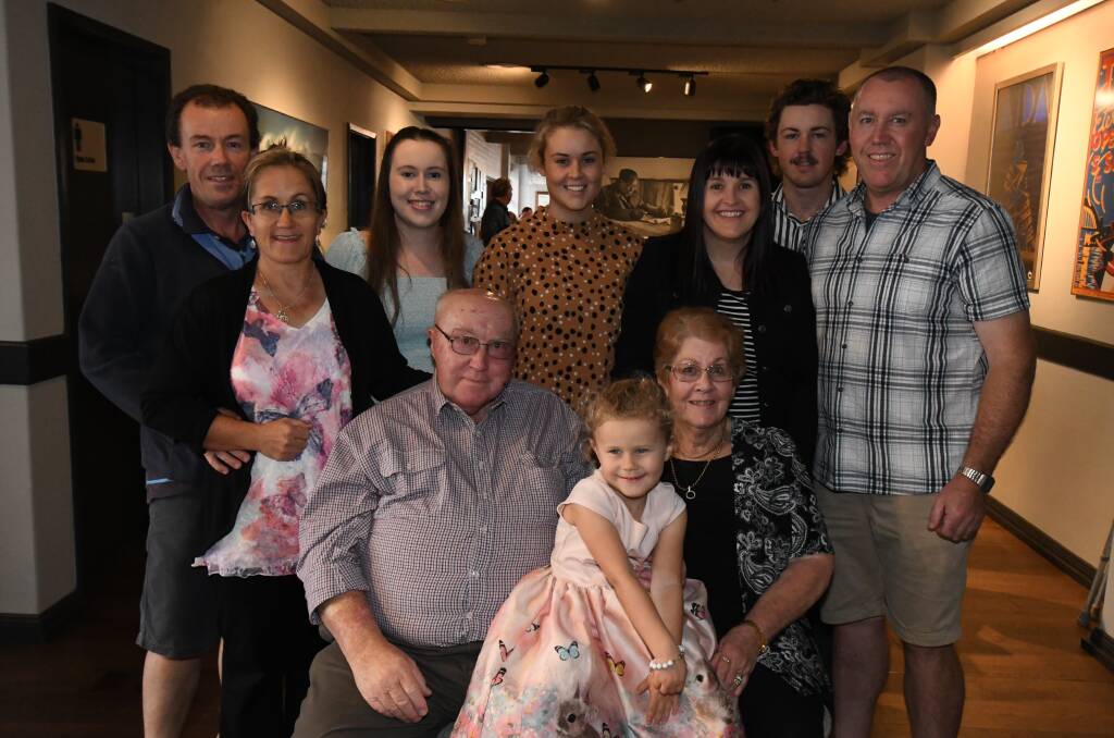 FAMILY: Phillip, Nikki, Maddi, Georgie, Julie, Brady and Mark Tucker joined Barry and Robyn, with youngest grandchild Tiana at The Oriana for their 50th wedding anniversary. Photo: JUDE KEOGH