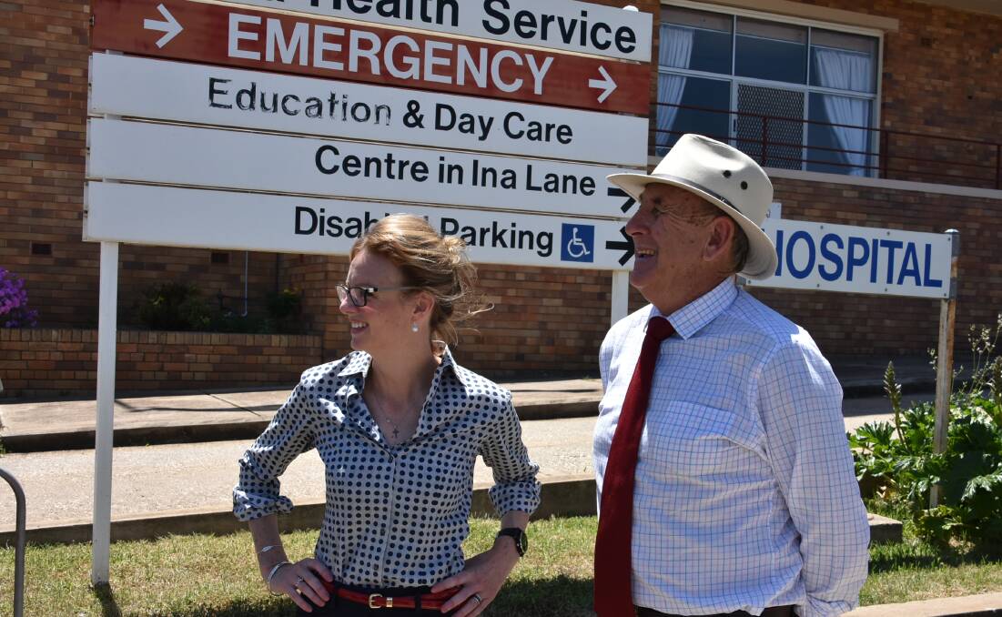Member for Cootamundra Steph Cooke and mayor Bill West receive support for a new Cowra hospital.