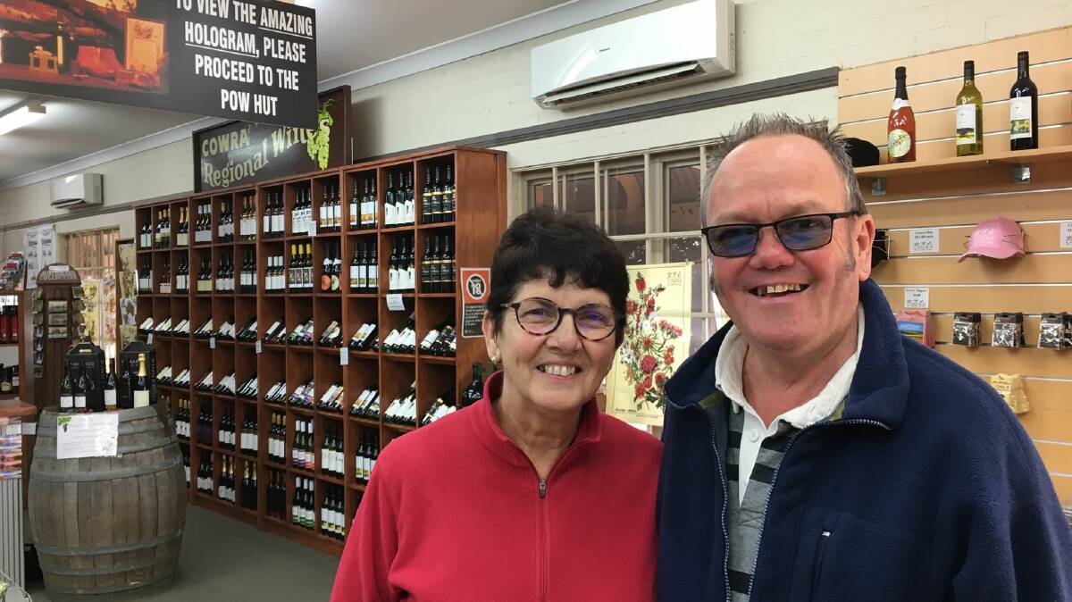 Jan and Lindsay Tod stopped by the Cowra Visitor Information Centre after their stay at the Cowra Van Park.