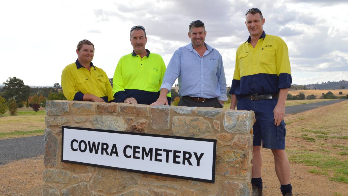 Ben Ware, Leon Young, Chris Cannard and Rod Hayes onsite at the new section of Cowra Cemetery which will provide 3,500 new grave sites for the Cowra community.