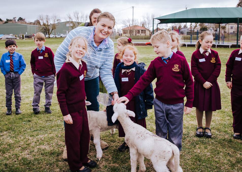 NSW Farmers Young Farming Council member, Charolotte Groves of Cowra at a Blayney School.