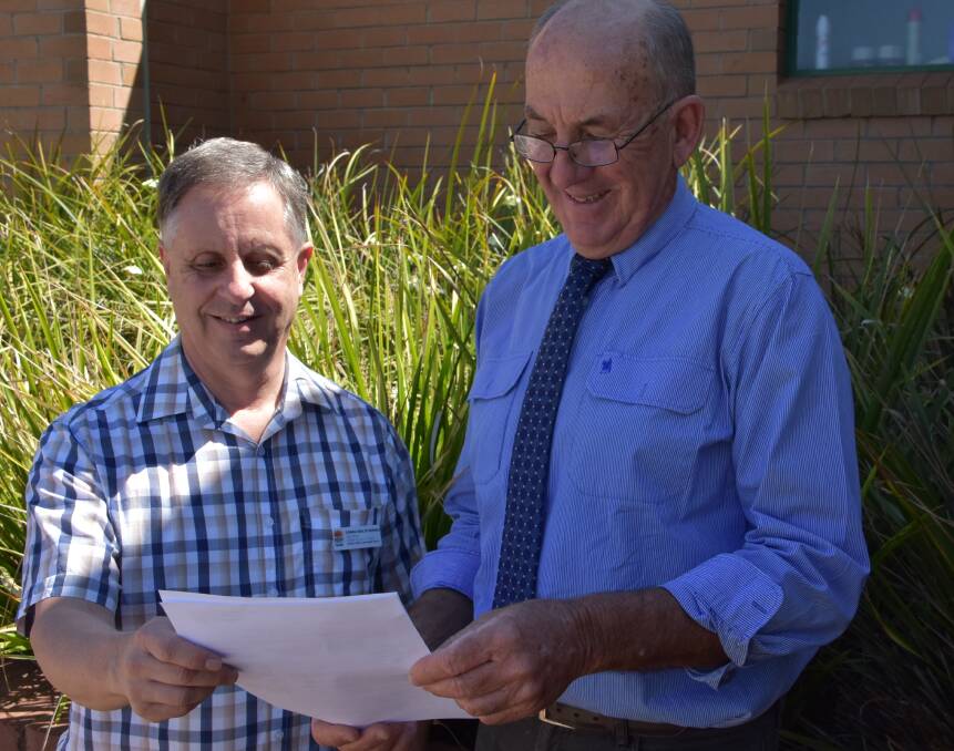 Cowra Health Council chair Don Reid and mayor Bill West encourage Cowra residents to have their say on the survey which will be used to help shape planning for the town's future needs.