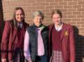 Cowra Cancer Action Group president Jean Sandberg with St Raphael's students Natalie Mallon and Charlotte Partridge.