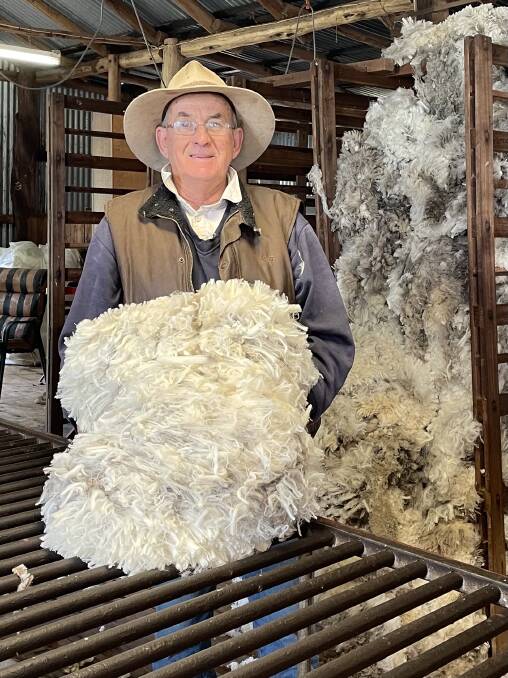 Cowra mayor Bill West working in the shearing shed this week. West will stand for re-election as a Cowra Shire Councillor in September.