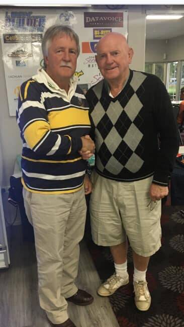 Individual stableford winner Terry Coates (left).