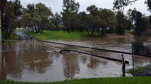Cowra's Low Level Bridge crossing in flood, a common sight in recent years.