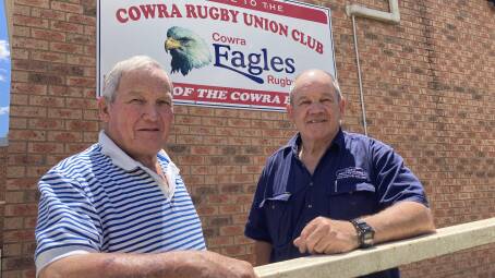 Guy Noble, the latest Cowra Eagles Life Member with the club's incoming president Col Jeffs.