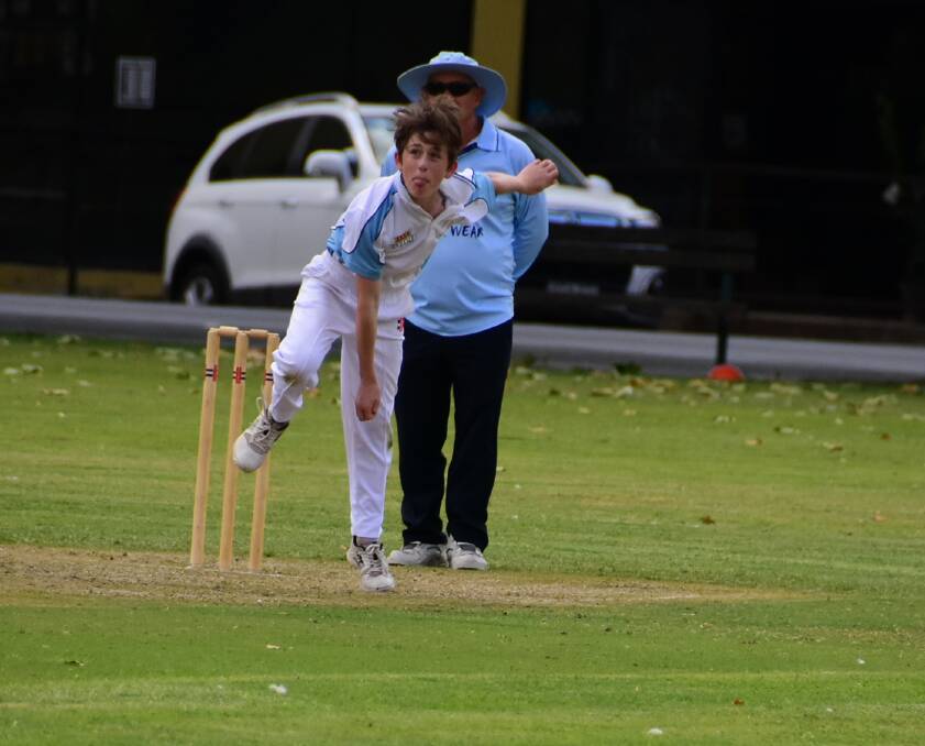 Lachlan Council under 14 player Kane Veney played senior cricket in Cowra last weekend playing for the Bowling Club A grade side against Parkes Cats.