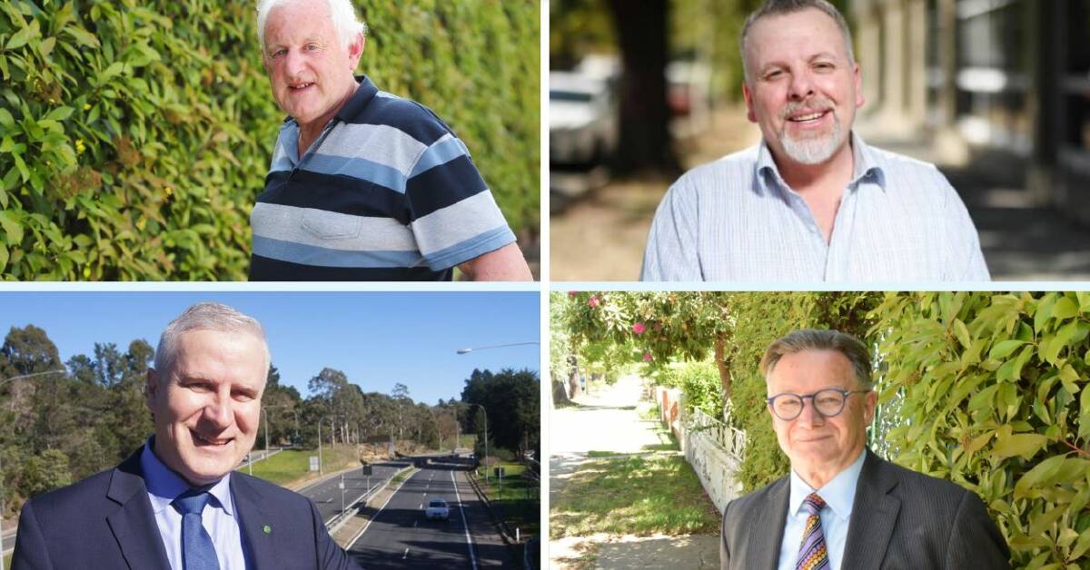 Riverina candidates (clockwise) Michael Bayles (Greens), Richard Foley (United Australia), Mark Jeffreson (Labor), Michael McCormack (Nationals).