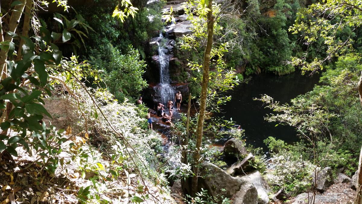 St Raphael's Year 12 students enjoying a dip in the Blue Mountains.