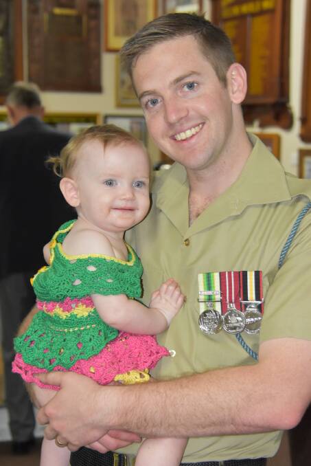 Demi and Matt McGuire at Saturday's morning tea to commemorate Remembrance Day in Cowra.