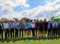 The Premier Chris Minns with Ministers and NRL and Polcie officials in Moree to announce Project Pathfinder to help at risk kids. Picture supplied. 