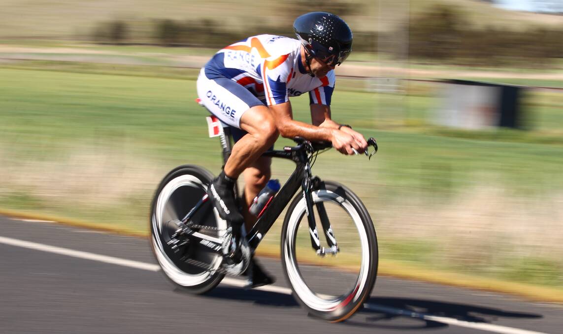 FLYING: Richard Hobson, Jeremy Ryan, Charlie Gascoyne (pictured) and John Roberts won at the Cycling NSW Team Time Trial Championships.