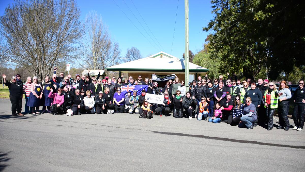 Cowra CWA Branch members with riders on the Women Riders World Relay. 