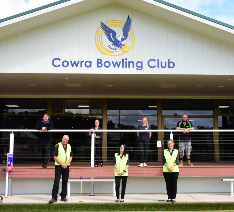 The Cowra Bowling Club and Meals on Wheels are teaming up. Back row - Marc Eisenhauer, Jacinta Gordon, Denise Makin and Jamie Kiss. Front row - Gerard Beath, Paula Hogan and Nic Savage. 