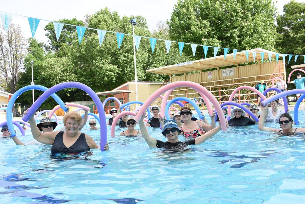 Seniors taking part in the Aqua MIPS at Cowra Pool. 