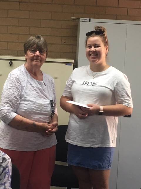 Cowra CWA Branch is always helping the community, including giving out their annual Medical Education grant. Pictured are Norma Power and Hannah Murphy in March. 