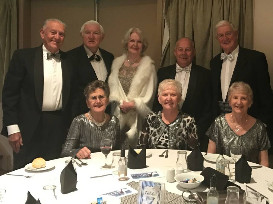 Back (from left) - Allan Vorias, Michael Bonner, Joy Bonner, David Antaw and Colin Davies. Front - Deidre Vorias, Yvonne Antaw and Jenny Davis at the Silver Ball, held at the Canowindra Ex-Services Club. 
