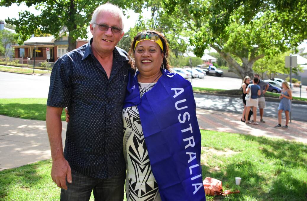 Bob and Lisa Boland after the Australia Day Ceremony at the Cowra Civic Centre on Sunday. Lisa was made a citizen at the ceremony. Photo: Kelsey Sutor 