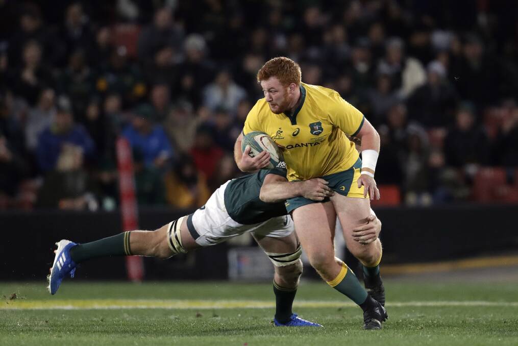 Cowra's Harry Johnson-Holmes made his debut for the Wallabies against the Springboks on Sunday. Photo: Newcastle Herald