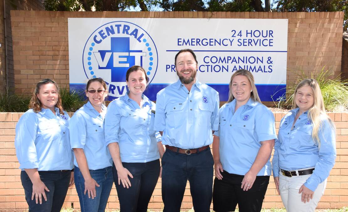 From left - Deenita Mitchell, Danielle Tysoe, Madeleine Brady, Paul Cusack, Katy Oliver and Lydia Herbert from Central Vet Services. 