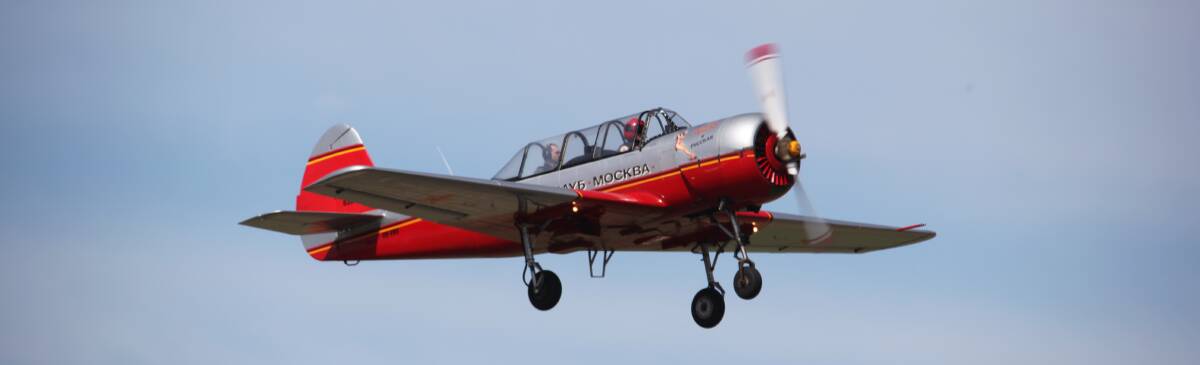 A Yakovlev Yak-52 flown over Cowra during last year's visit. Photo: Tom Fisher