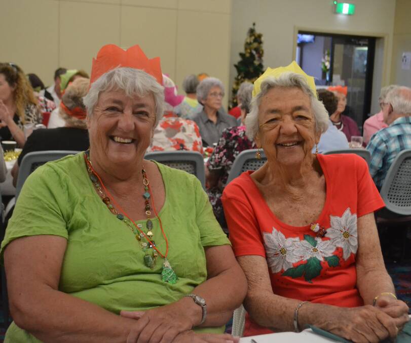 Beryl and Dawn Imber at the Cowra/Grenfell Meals on Wheels Christmas luncheon at the Cowra Bowling Club last Wednesday. 