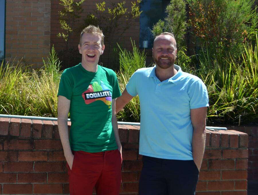 Equality campaign director Tiernan Brady and Olympian Daniel Kowalski. 