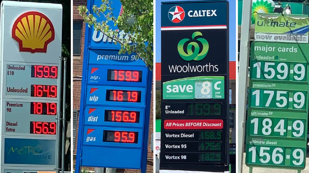 Cowra's petrol prices on Monday. 