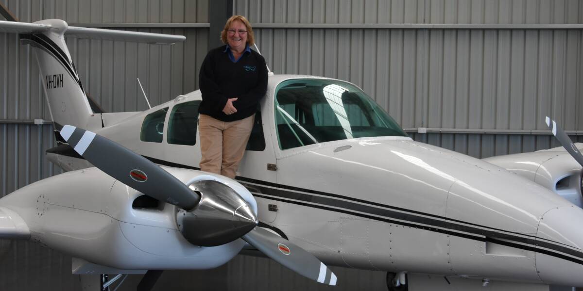 Lyn Gray from Fly Oz Cowra. First prize in the raffle is a flight with Fly Oz. 