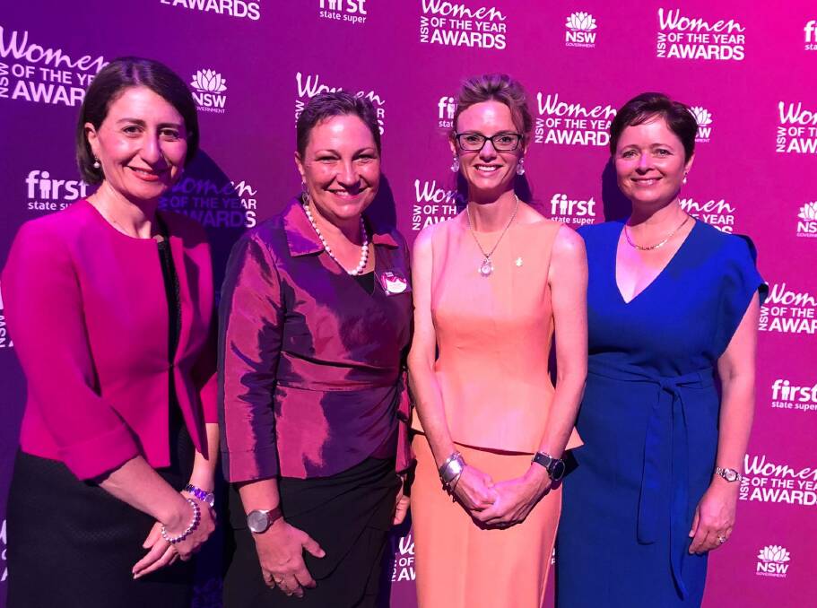 From left: NSW Premier Gladys Berejiklian, Dr Louise Baker, Member for Cootamundra Steph Cooke and Minister for Women, Tanya Davies. 