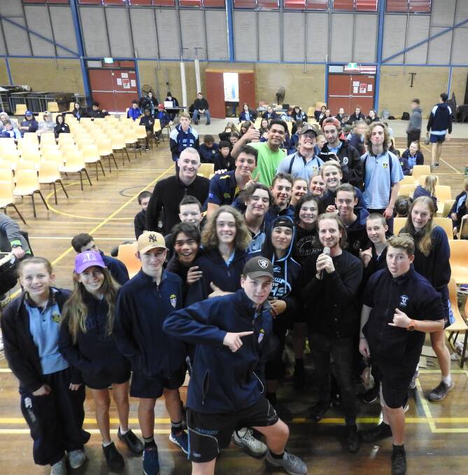 Cowra High School students with Nic Newling and headspace staff.