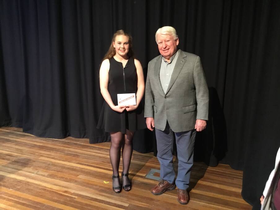 Zoe Budge won the Junior Farleigh Scholarship 13-18 yrs. She is pictured with sponsor Peter Delaney. 