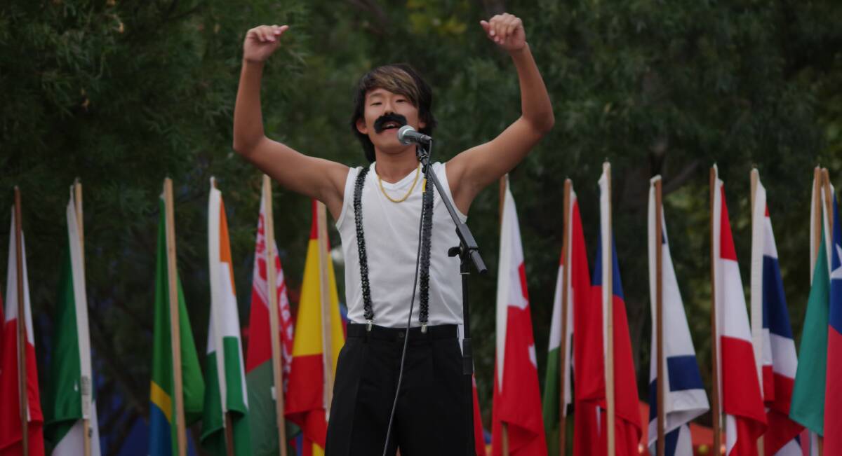 Ryunoske Akima performs during the Cowra Festival of International Understanding's karaoke competition in 2019. 