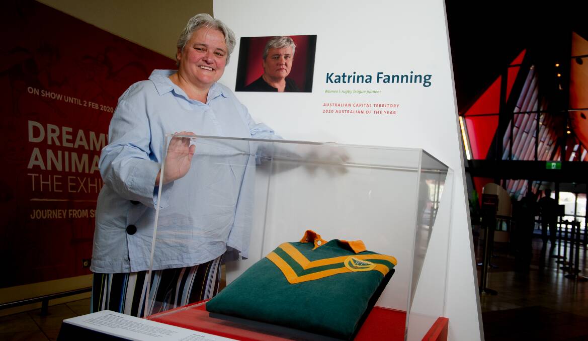 Women's rugby league champion Katrina Fanning with her first Test jersey. Picture: Elesa Kurtz