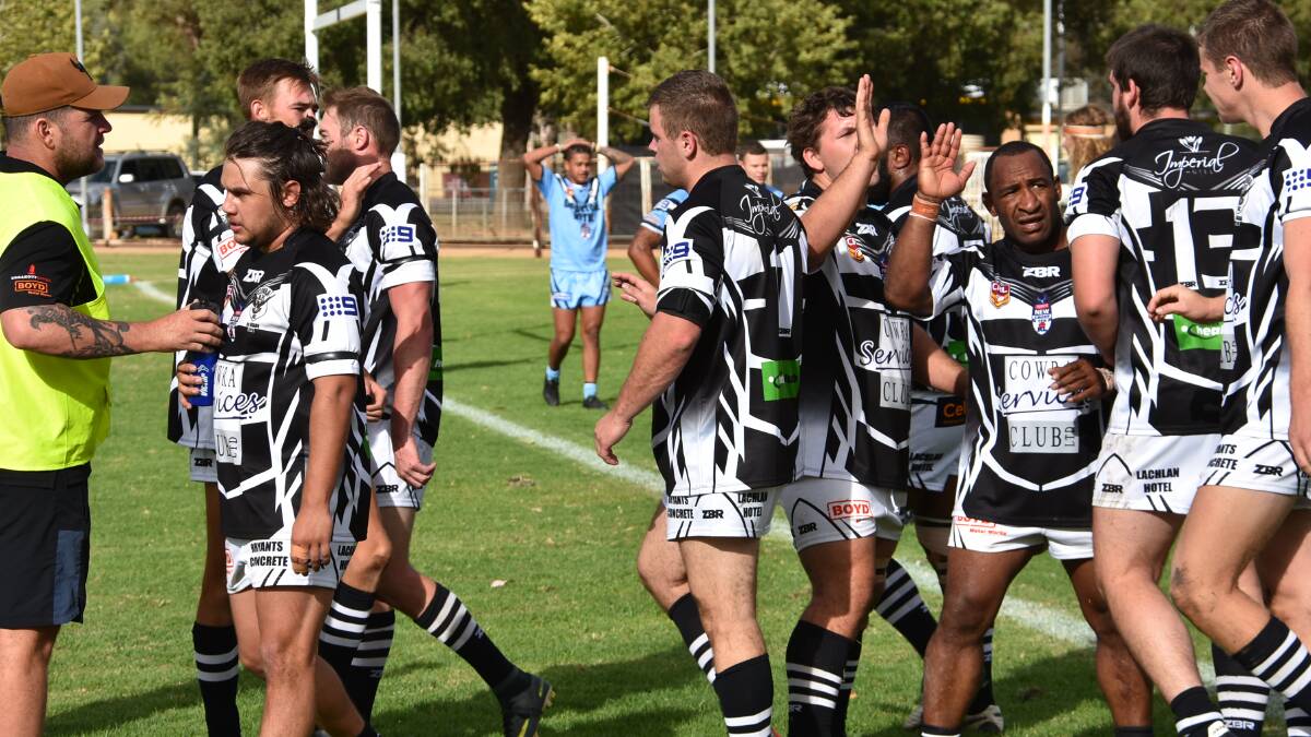 The Magpies celebrate a try during the 2018 regular season.