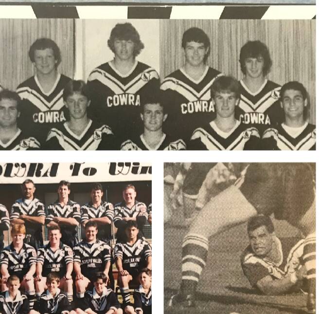 Top: Middle of back row Wayne and Dean Browne. Bottom left: Back row  left Bert Gordon, right Steve Sutton. Bottom right: Wilfred Williams.