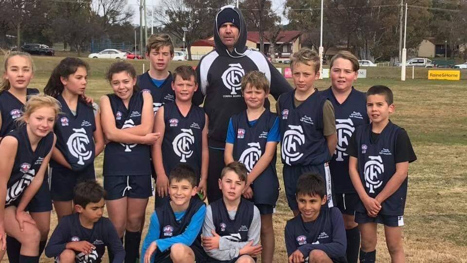 Cowra Blues under 12s side pictured earlier this season. The team is gearing up for Sunday's grand final against Orange Tigers.