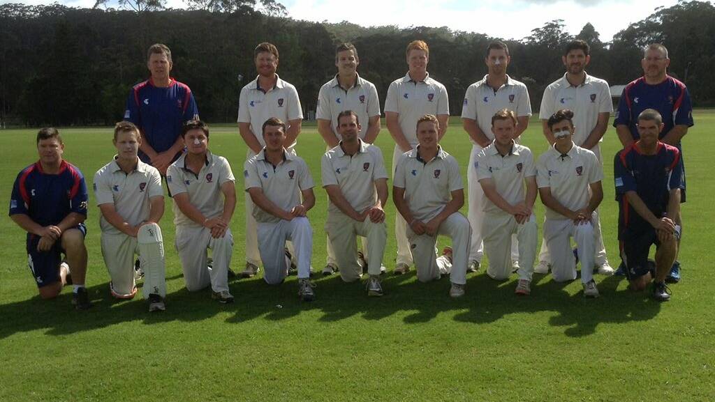 Matt Crawley, far left in the back row, with his Western Zone side that took out last season's Country Championships title.