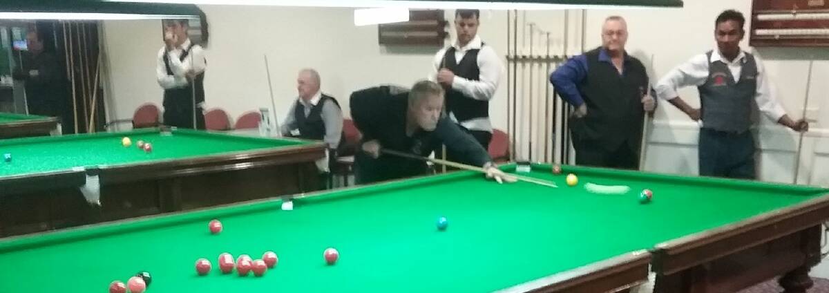 Some of the action at Sunday's snooker tournament played at the Cowra Services Club. Cowra snooker players Pros Soun was a part of the winning team.