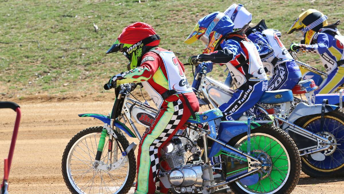 Cowra Motorcycle Racing Club's Broc White ready to do battle at last year's winter series Woodstock Park Speedway. Photo: Kristy White Photography