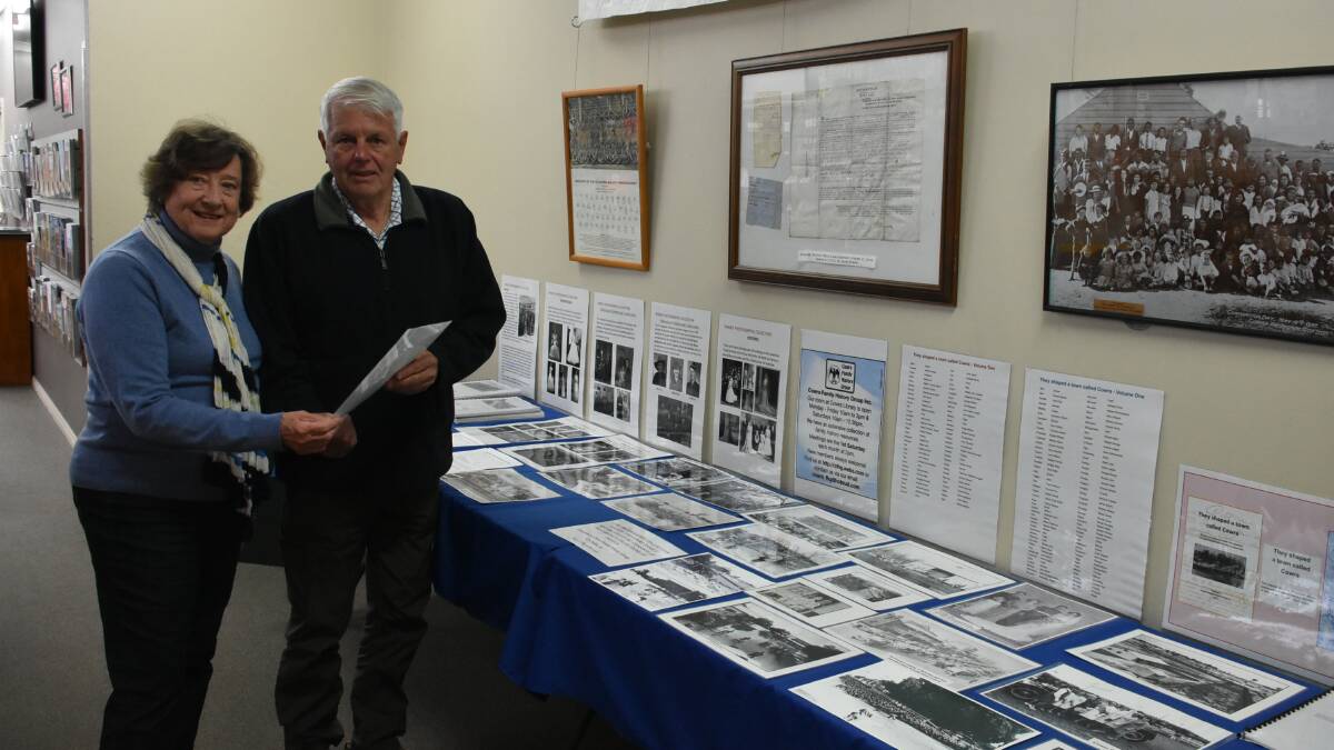 Cowra Family History Group Vice-President Margaret Stent and President John Poole at the exhibition. 