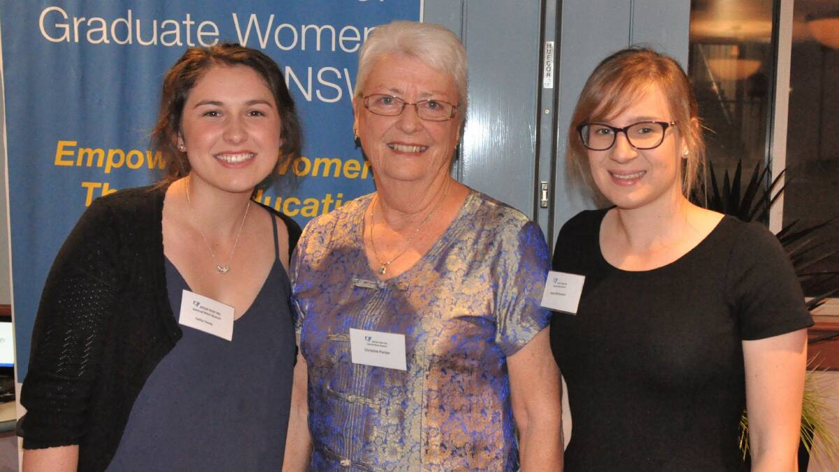 Christine Parker with last year's scholarship winners, Tahlia Veney and Anna McNamara. 