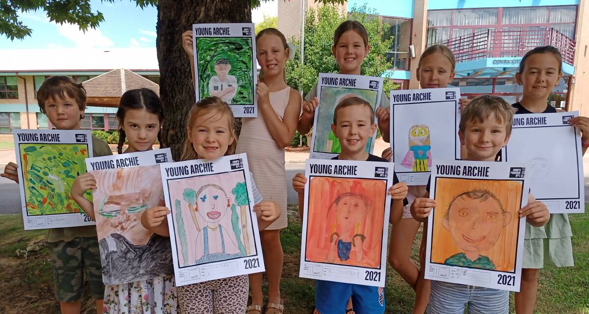 Some of the participants and their terrific portrait artworks created during the morning workshop session on Thursday, January 6. 