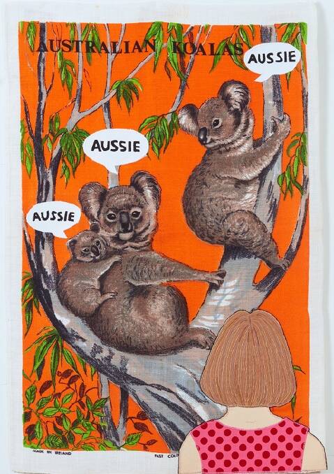 Adrienne Doig, Aussie Aussie Aussie 2020, embroidery and paint on linen.