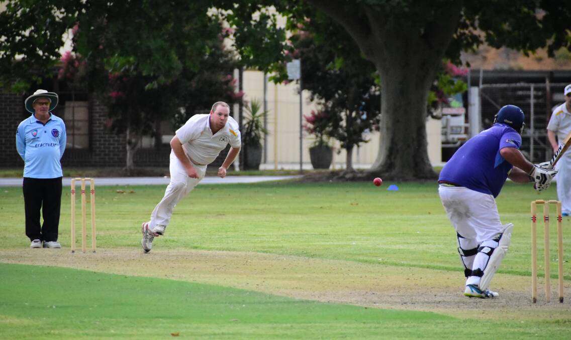 Jackson Moodie sends a delivery down to one of the Cats batsmen.