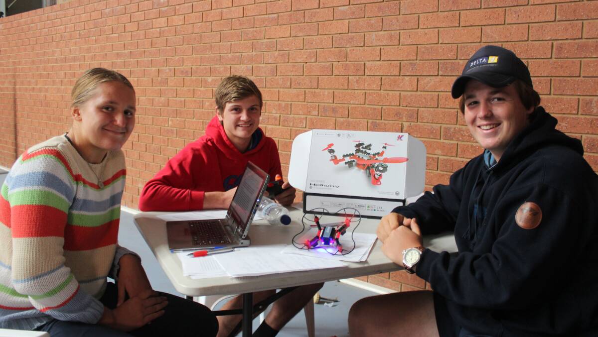 Isabella Scammell, Pat Hickman and Alex Brown have work hard developing the drone workshop for PCYC.