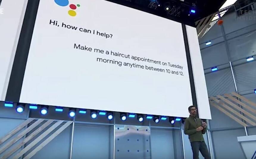 Sundar Pichai, chief executive officer of Google Inc., speaking during the Google I/O Developers Conference.