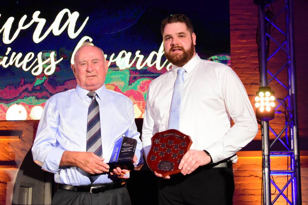 Peter Chivers with Cowra Business Chamber President, Jordan Core at the 2020 Business Chamber Awards.