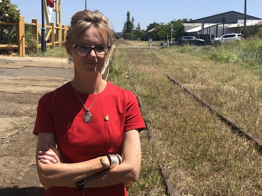 Steph Cooke MP, pictured on the closed Blayney to Demondrille line.
